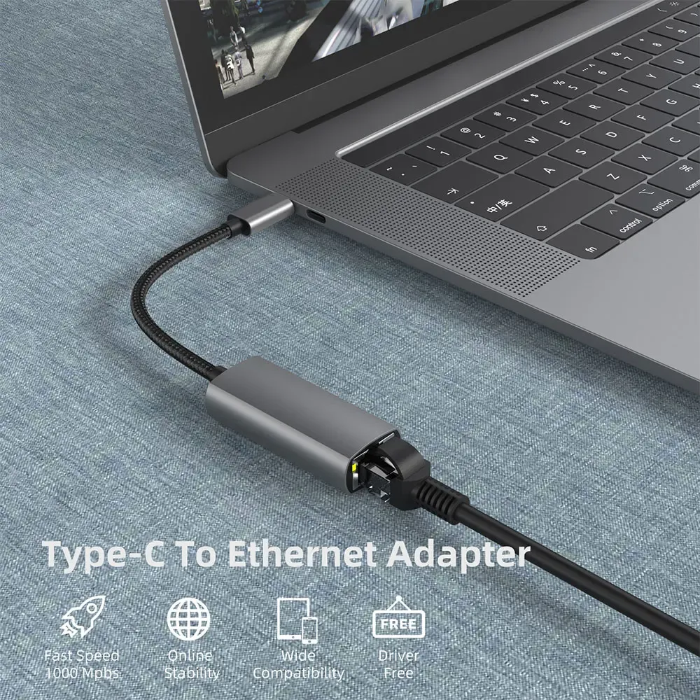 Hubs USB C Ethernet USBC à RJ45 LAN Adaptateur pour MacBook Pro Samsung Galaxy S10 / S9 / Note20 Type C Carte réseau USB Ethernet