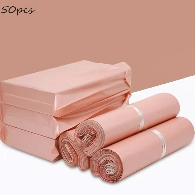 Bolsas de 50pcs/bolsa de correio de pacote de ouro rosa pó pó bolsa de correio