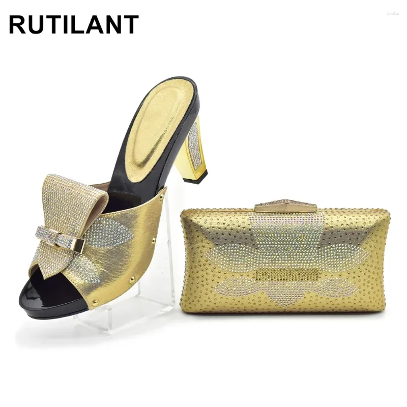 Dress Shoes African And Bag Sets For Women Italian With Matching Bags High Quality Wedding Shoe Set Gold Color