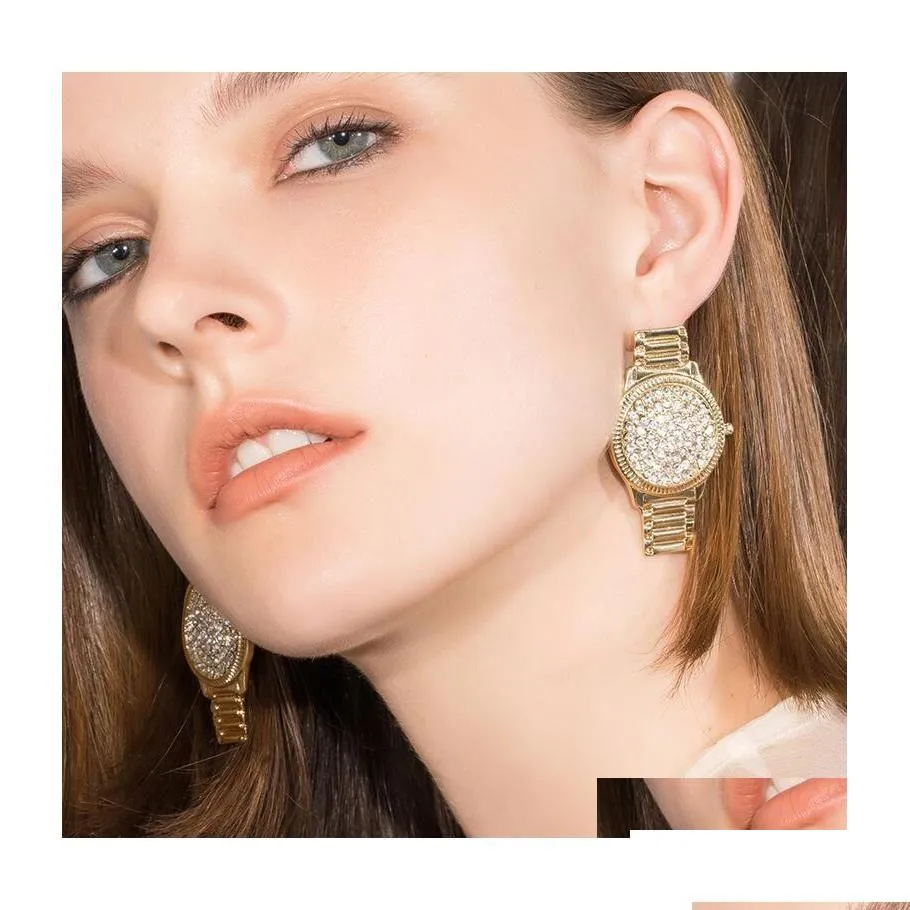 Stud Stud Fashion Jewelry S925 Sier Post Earrings Rhinstone Watch Shape Earring Drop Delivery Dhwa6 Dhnrw