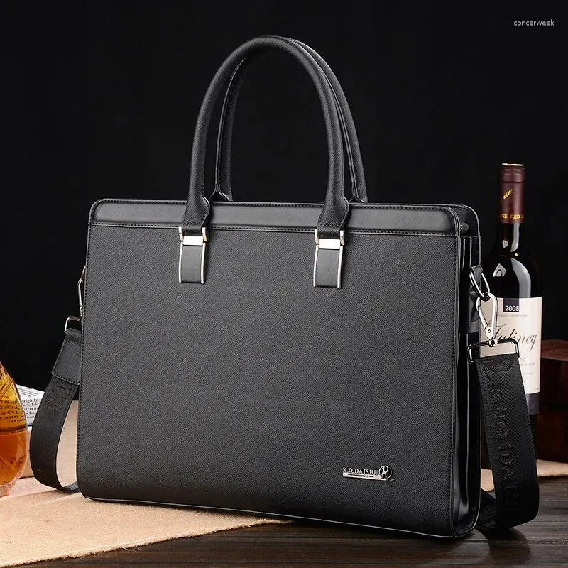 Aktetassen 2024 Herenfluiterij Hoogwaardige zakelijke merk PU Leather Schouder Messenger Bag Office Handtas Casual laptop