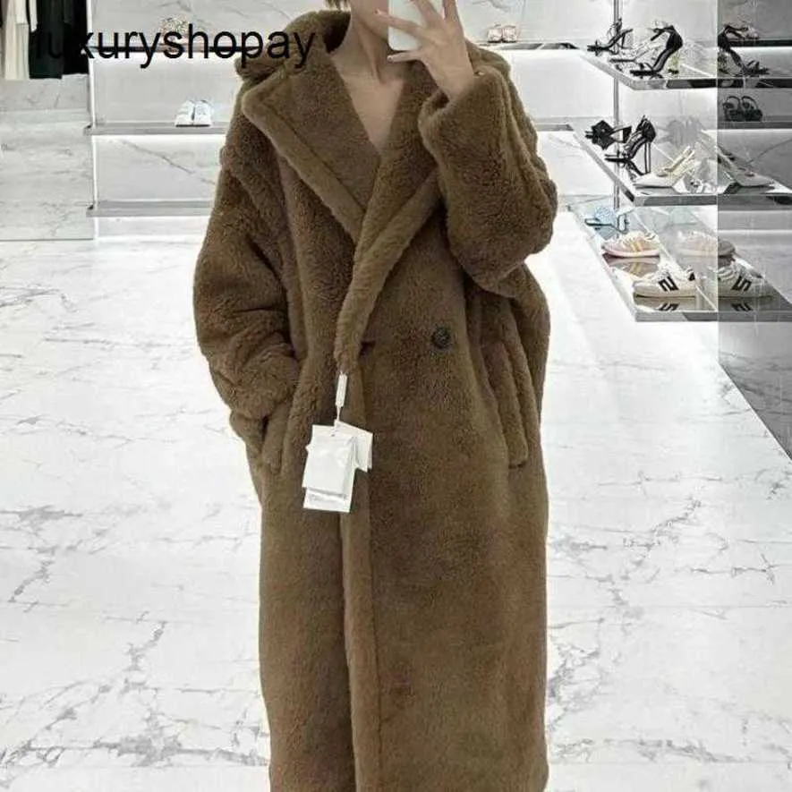 Maxmaras Coat Teddy Bear Womens Cashmere Coats Wool Winter High Quality Original Mark Max Maillard Fur Environmentally Friendly Priva