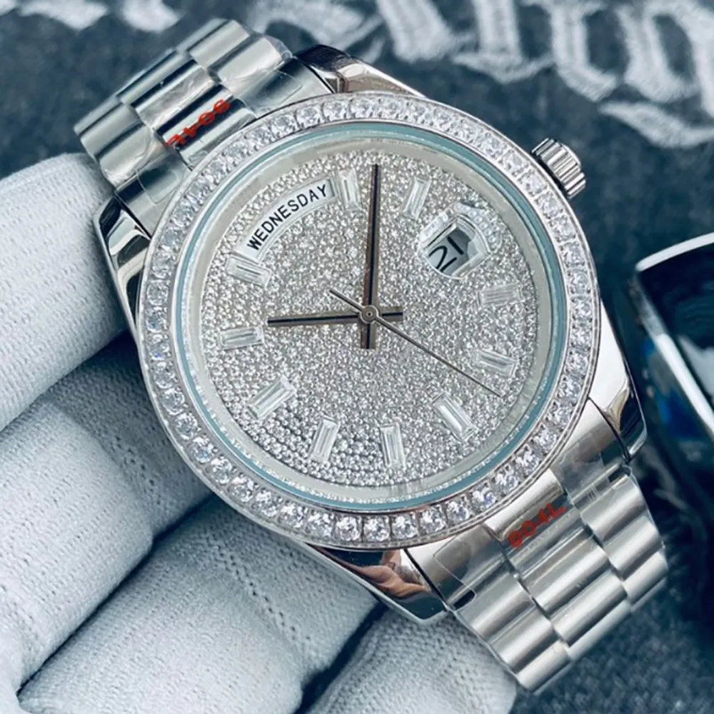 Mode mechanische beweging kijkt Menwatch 41 mm Dial Diamond Inlay Luxury horloge Life Waterproof Hoogwaardige polshorloge polshorloge