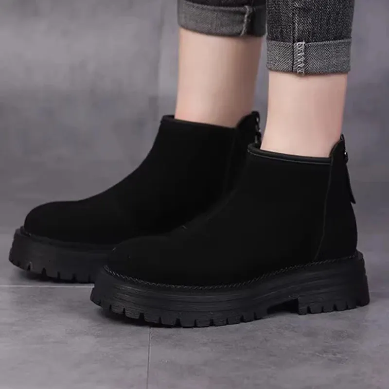 Suede Platform Ankle Boots for Women, High Heels, Fashion Shoes, 2025 ...