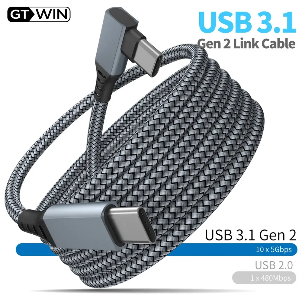 Chargers Gtwin 5M 6M Зарядка кабеля Cable Data Data для Oculus Quest 2 Link VR USB 3.0 Тип C Кабель передачи данных USBC для типа C.