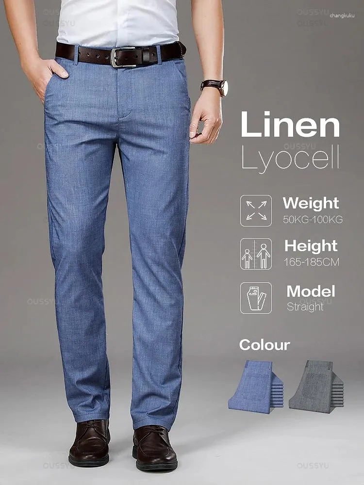 Pantalon masculin d'été mince lyocell en tissu de lin respirant