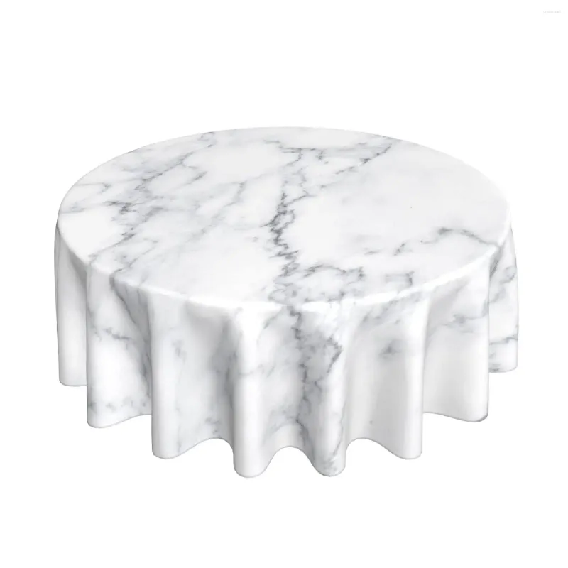 Tischtuch weißer Marmor rund Tischdecke wasserdichte Stoff Bauernhaus abstrakte Party -Picknickdekoration