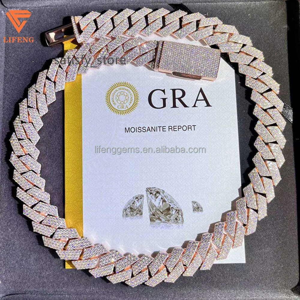 Jóias sofisticadas VVs Colar de moissanite gelado Chave cubana de ouro rosa banhado 18 mm colar de testador de diamante