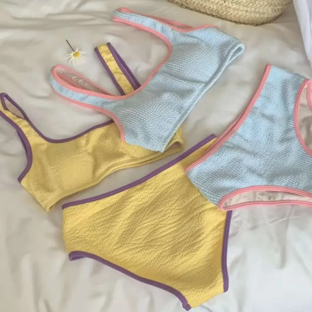 Instagram Vest Minimalistisch Split Swimsuit Women's Macaron Summer Vacation Hot Spring Bikini