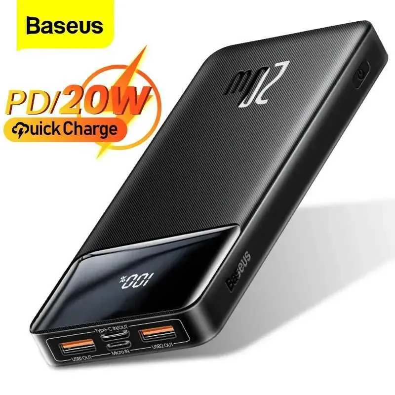 Mobiele telefoon Power Banks Baseus Power Bank 20000mAh draagbare lader PowerBank 10000MAH externe batterij PD 20W snel opladen iPhone Xiaomi Poverbank J240428