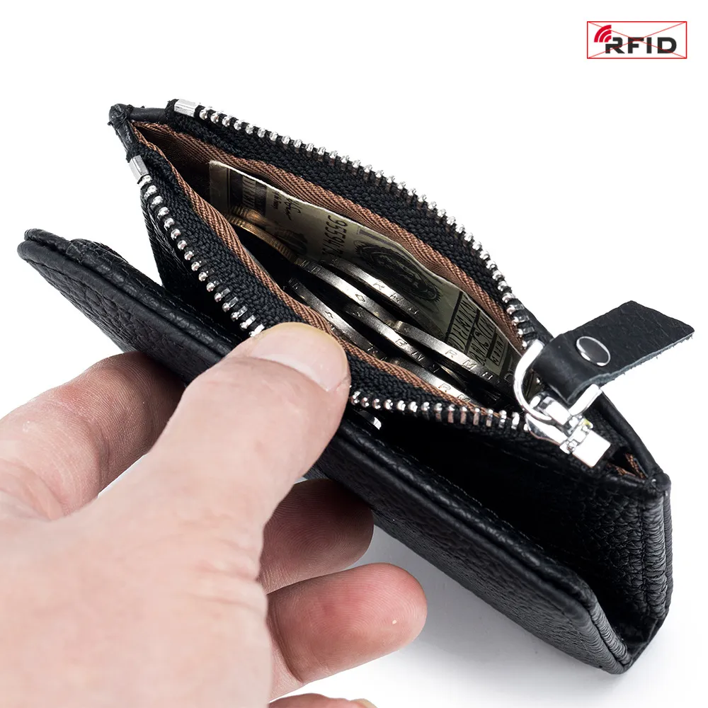Ny fashionabla ultratunna korta plånbok med stor kapacitet för kvinnor japansk rfid plånbok dragkedja myntpåse korthållare gränsöverskridande