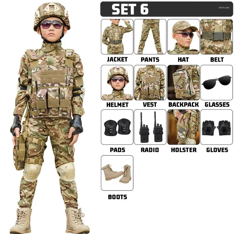 Running sets Kids Military Tactical Training Uniform Set Enfants Camouflage Pantals Top Pantal