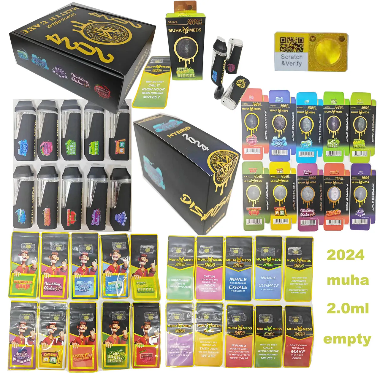 2024 Muha Meds Med Med VAPE PEN usa e getta Spot SubsicustS E sigarettes Dispositivo Dispositivo Pod 380MAH batteria ricaricabile VAPES vuoto Penna 1 ml di vaporizzatore con imballaggio