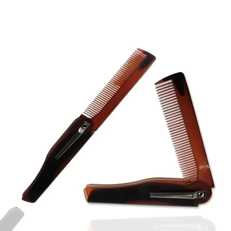 2024 Hot foldble comb folding fickklipp hår mustasch skägg kamera mode män kvinnor handgjorda massage hårborste för fickhårborste