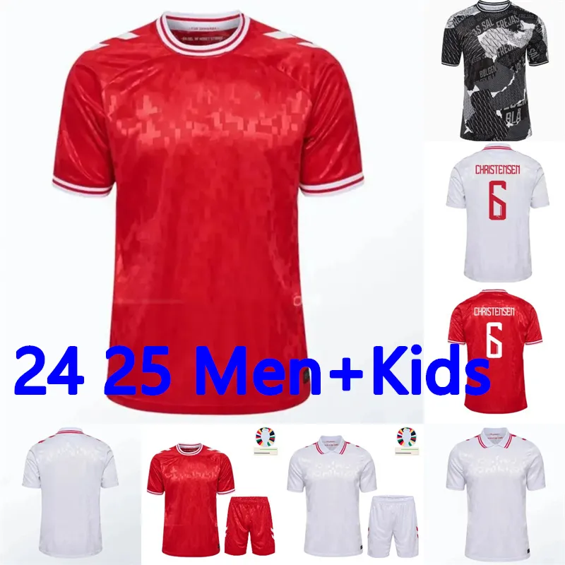 Denmarks Soccer Jersey Chicharito 2024 2025 Euro Cup Camisetas Kids Kit National Team Home Away Player Version Football Shirt Christensen Dolberg Jensen Eriksen