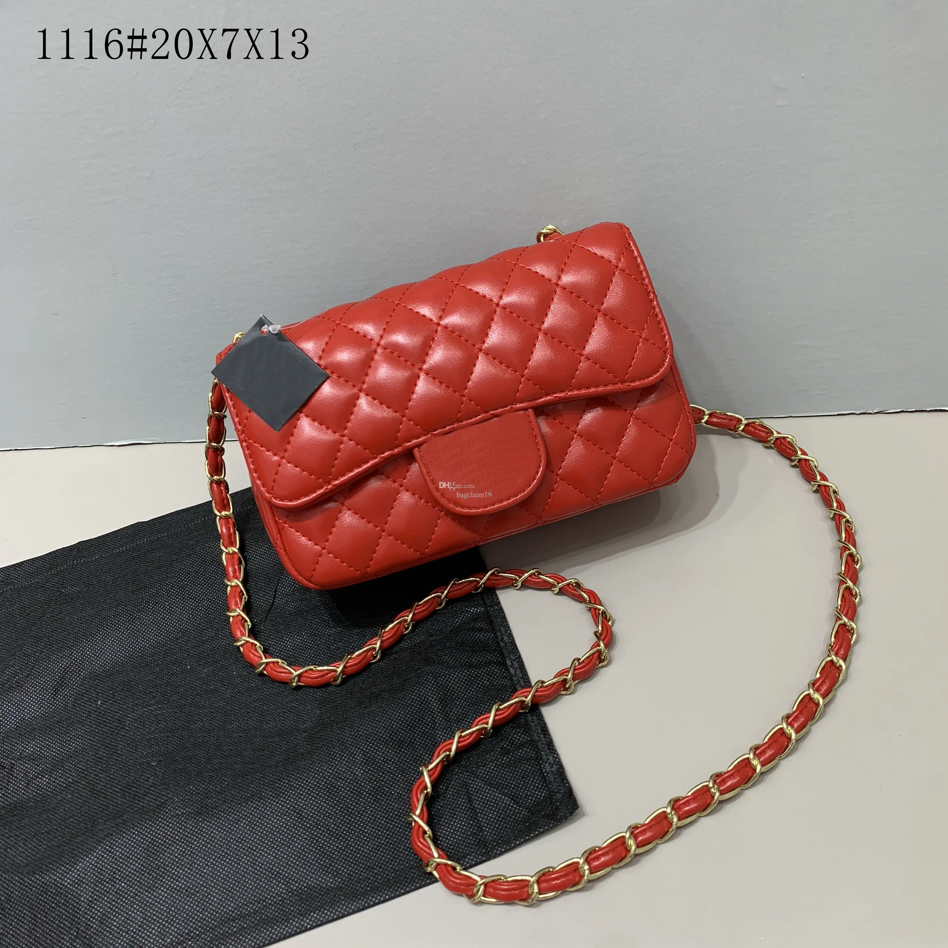Marka tote çanta tasarımcı çanta gerçek deri aaa kalite altın zincirleri kuzu derisi çocuk haberci çanta hobo çanta v crossbody çift flep kadın çantalı çanta cüzdan ld2#1116 kırmızı