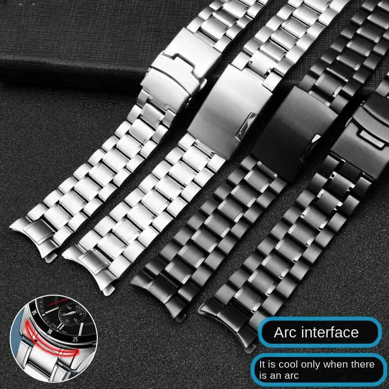 18 mm 20 mm 22 mm 24 mm universele riemen gebogen uiteinde massief roestvrijstalen horlogeband horlogeketen 240424