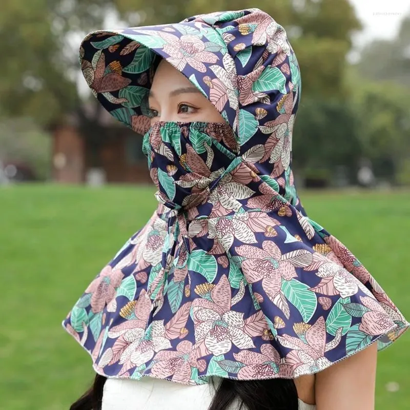 Basker breda grim te plockningslock sjal skyddar nack kvinnors hatt andas anti-uv jordbruksarbete fyra säsonger