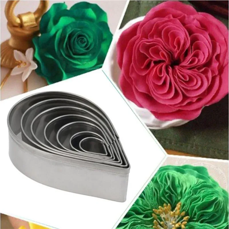 Formy 7pcs Płatka kropla róży róży nożyce do pieczenia forma kremowa z ciastka rzemieślnicze