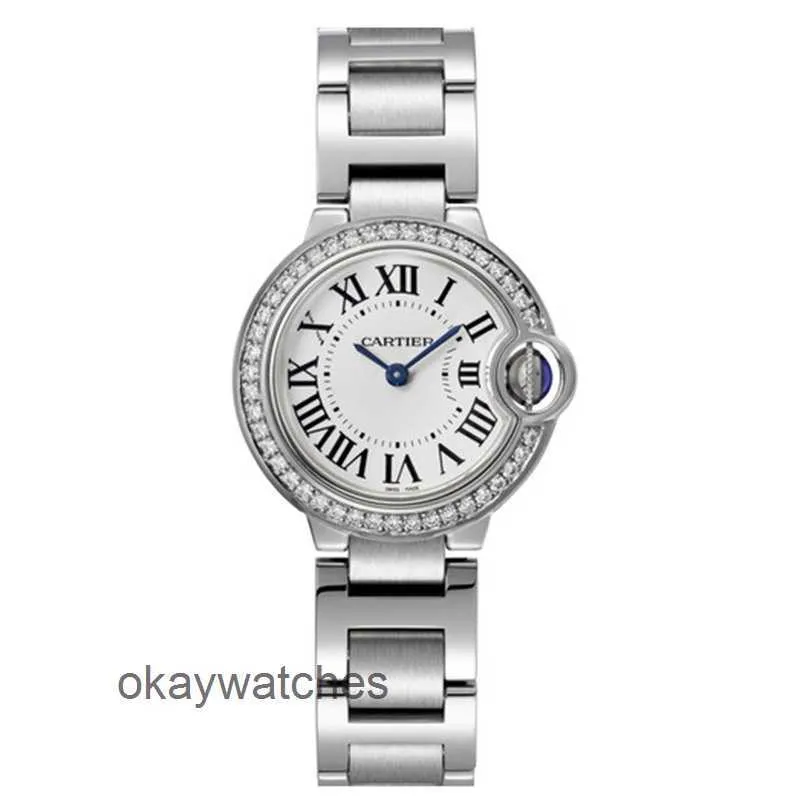 Cadran fonctionnant des montres automatiques Certificat de boîte de tir Carter 28 mm ballon bleu diamant Original W4BB0015 Quartz Womens Watch