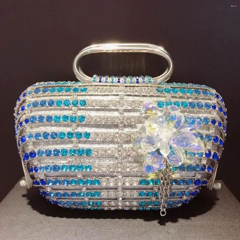 Evening Bags XIYUAN Blue Silver Green Rhinestone Clutch Women's Dinner Elegant Bag Party Bridal Wedding Crystal Wallets And Handbags