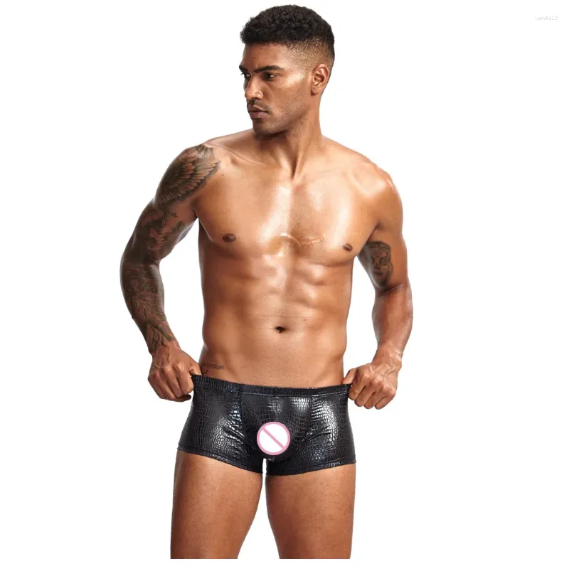 Underpants feitong boxershorts homens homens de baixa cintura de poliéster serpentina calcinha masculina shorts brechas de brechas em forma de U Boxer