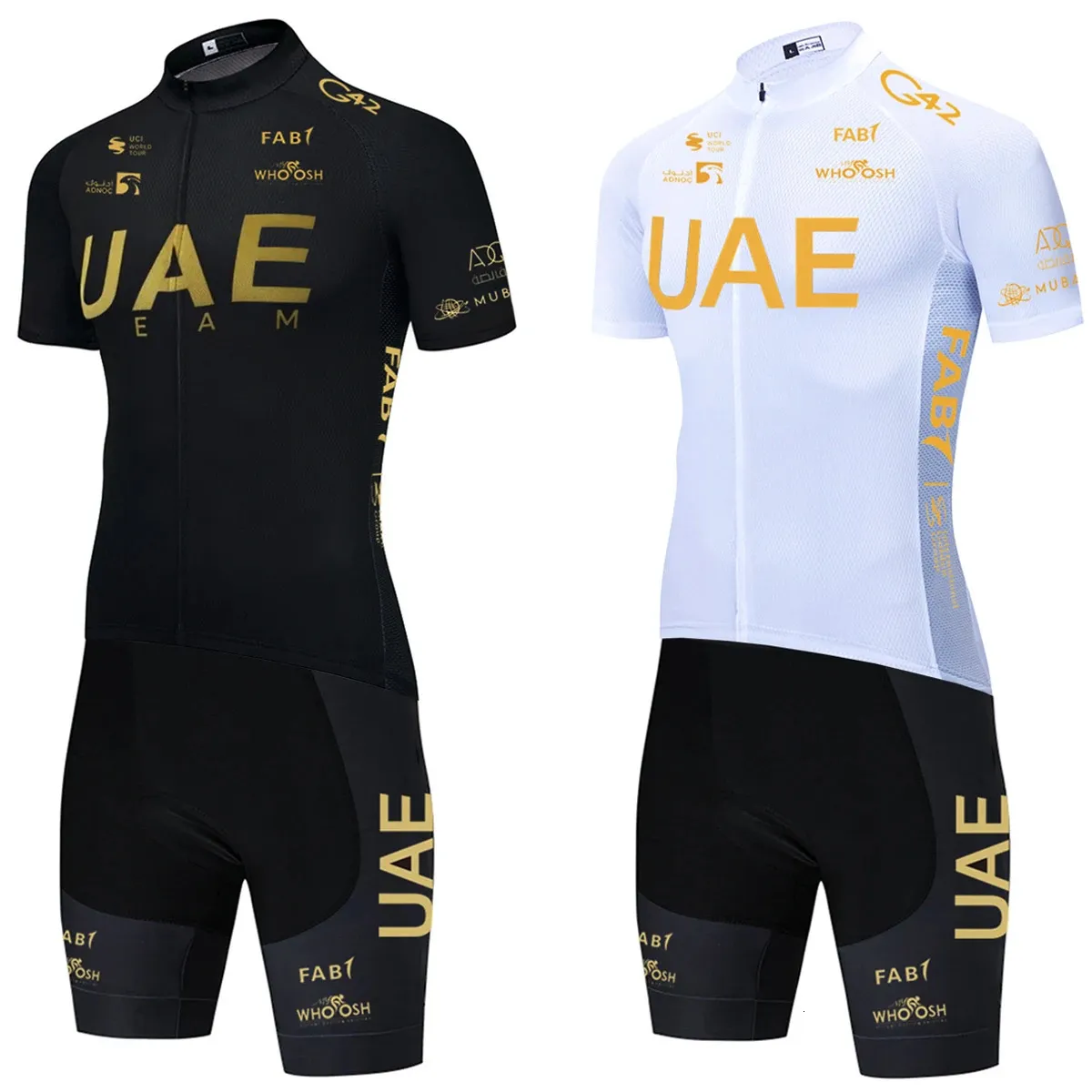 UAE Cycling Jersey Set Mans Team Short Sleeve Clothing MTB Bike Uniform Maillot Ropa Ciclismo Summer Bicycle Wear 240416
