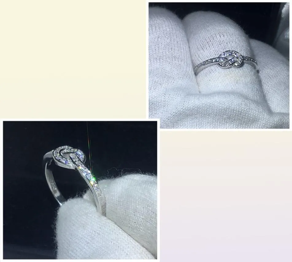 VECALON INFINITION GIOIELLY REAL SOILD 925 Anello in argento sterling 5A zircone CZ Impegno per la fetta di fedi nuziali per donne uomini Bridal6807442