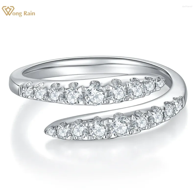 Clusterringe Wong Regen 925 Sterling Silber Real Moissanit VVS 3Ex Diamonds Gemstone GRA Engagement Open Ring für Frauen Fine Jewelry Band