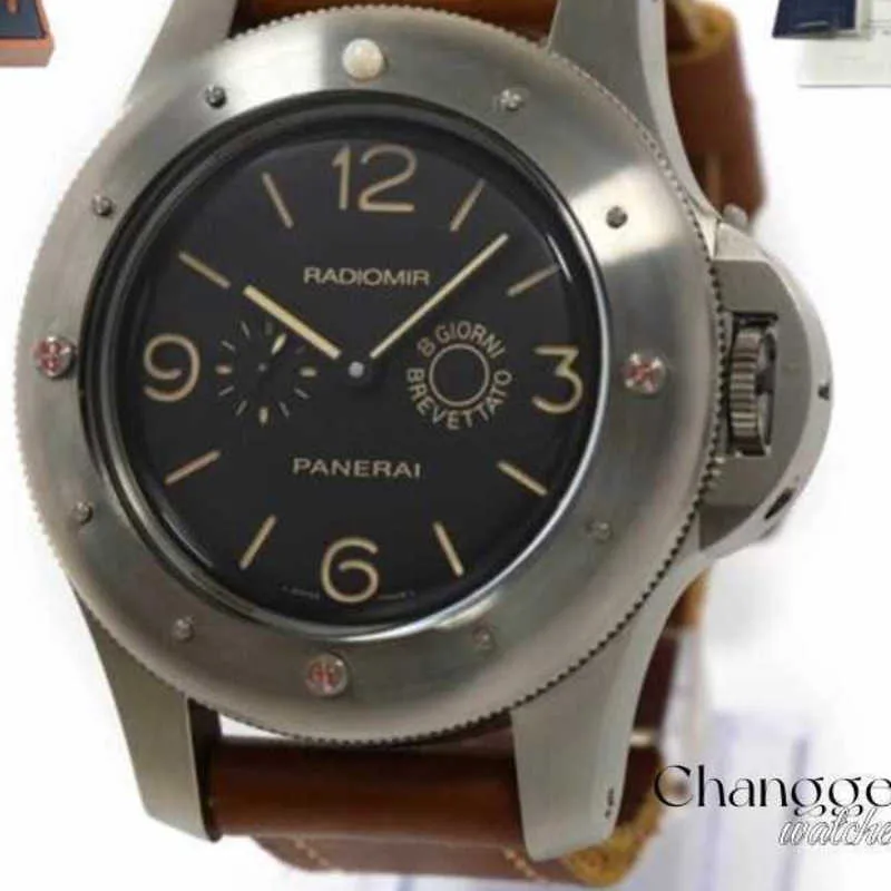 2024 Unisex Luxury Watch Classic Round Quartz armbandsur Penerei Radiiomir Egiziano PAM00341 60mm Schwarz Ziffer Platt Titan Box Papers Wl CT4P
