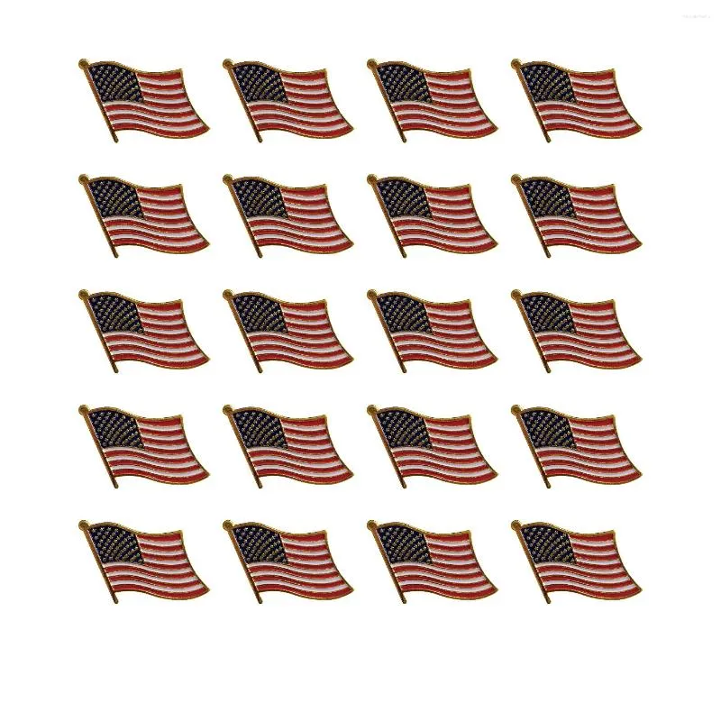 Brooches 20pcs /1lot American Flag Lapel Pin United States USA Hat Tie Tack Badge Soft Enamel Metal