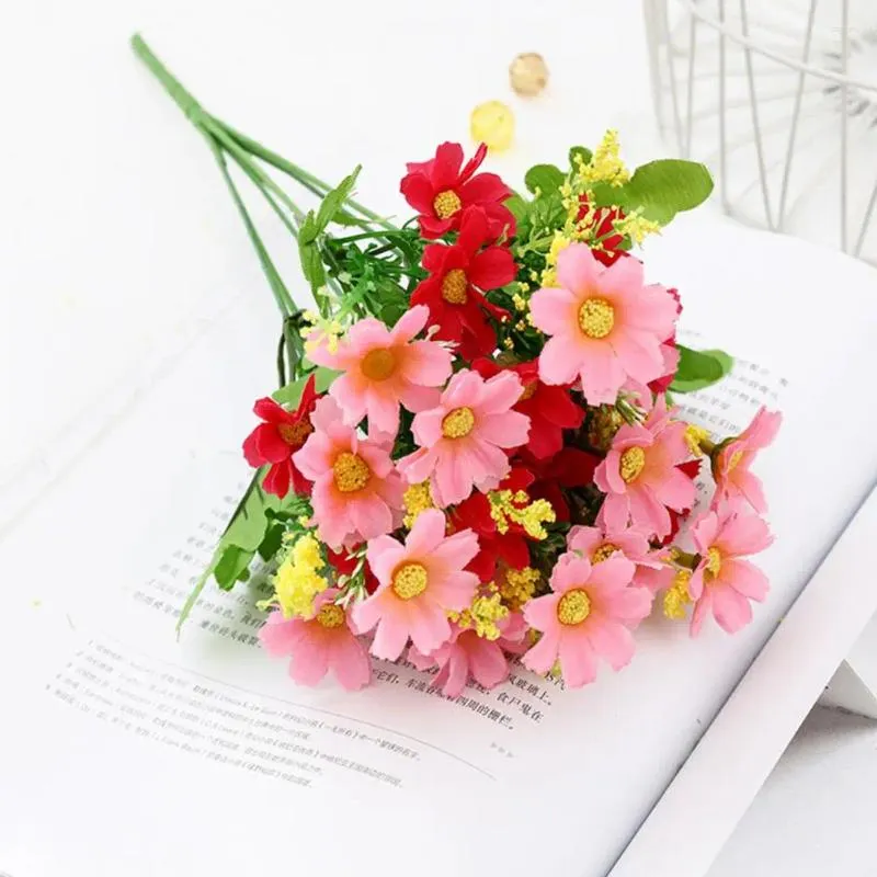 Decorative Flowers Wildflowers Shrubs Fake Bouquet 6 Bundles Colorful Artificial Silk For Home Decoration Natural Look A