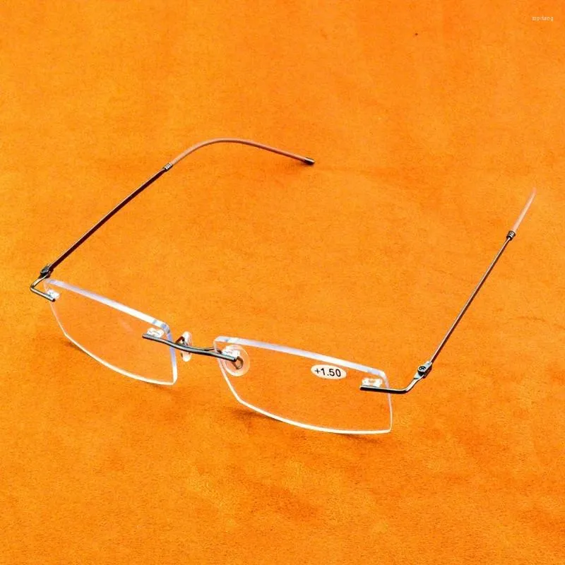 Zonnebrillen titanium frame ultra licht geheugen grijze coating lenzen mannen vrouwen randloze leesbril 0,75 1 1,5 1,75 2 2,25 tot 4