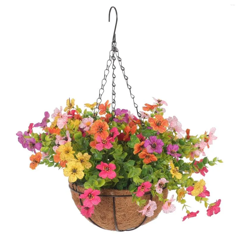 Fleurs décoratives panier de simulation salon décoration artificiel avec pour la suspension de fer