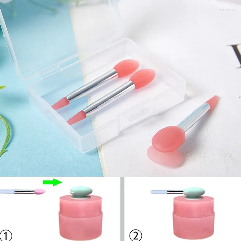 Make -upborstels 3 stcs zachte siliconen lippenbalsemmaskerborstel met sukkel stofdeksel lippenstift cosmetische opbergdoos