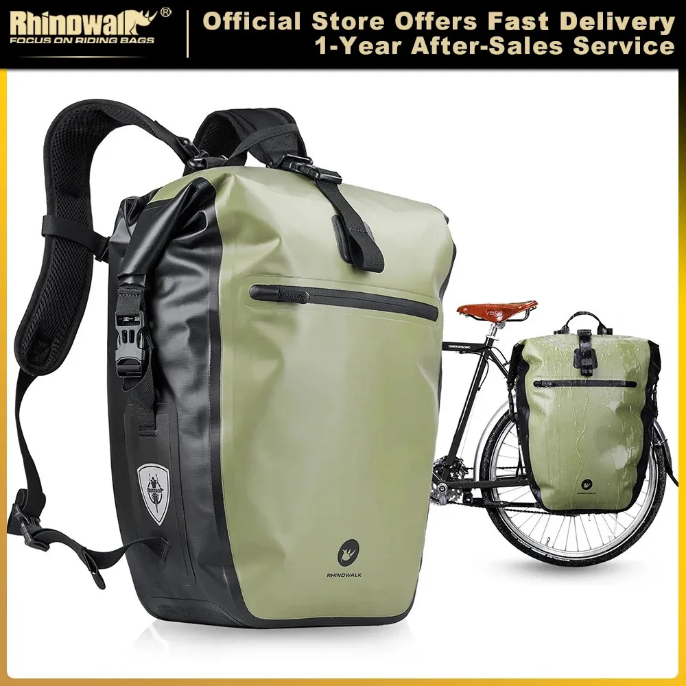 Sacca per biciclette rhinowalk pannier 100% completamente impermeabile 27L Big Bike Borse Capace