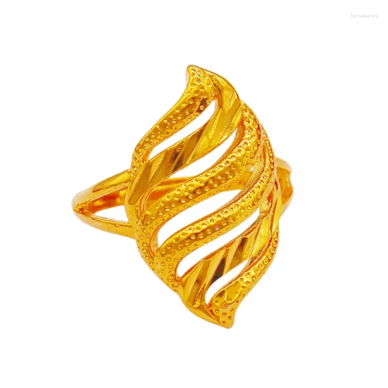 Pierścionki ślubne Dubai Gold Color Pierścień dla kobiet/nastolatków Bliski Wschód/Dubaj/Etiopski/African Party Biżuteria Prezenty 2024