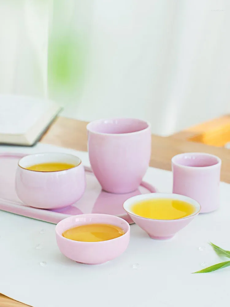 Cups Saucer Celadon Pink Tea Single Keramic Home Office Set Master Tassen.