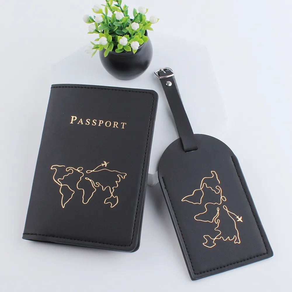 Factory Ready New Short Map Passport Holder Passeport Livre protecteur PU PU Le cuir Id Sac Sang de bagages