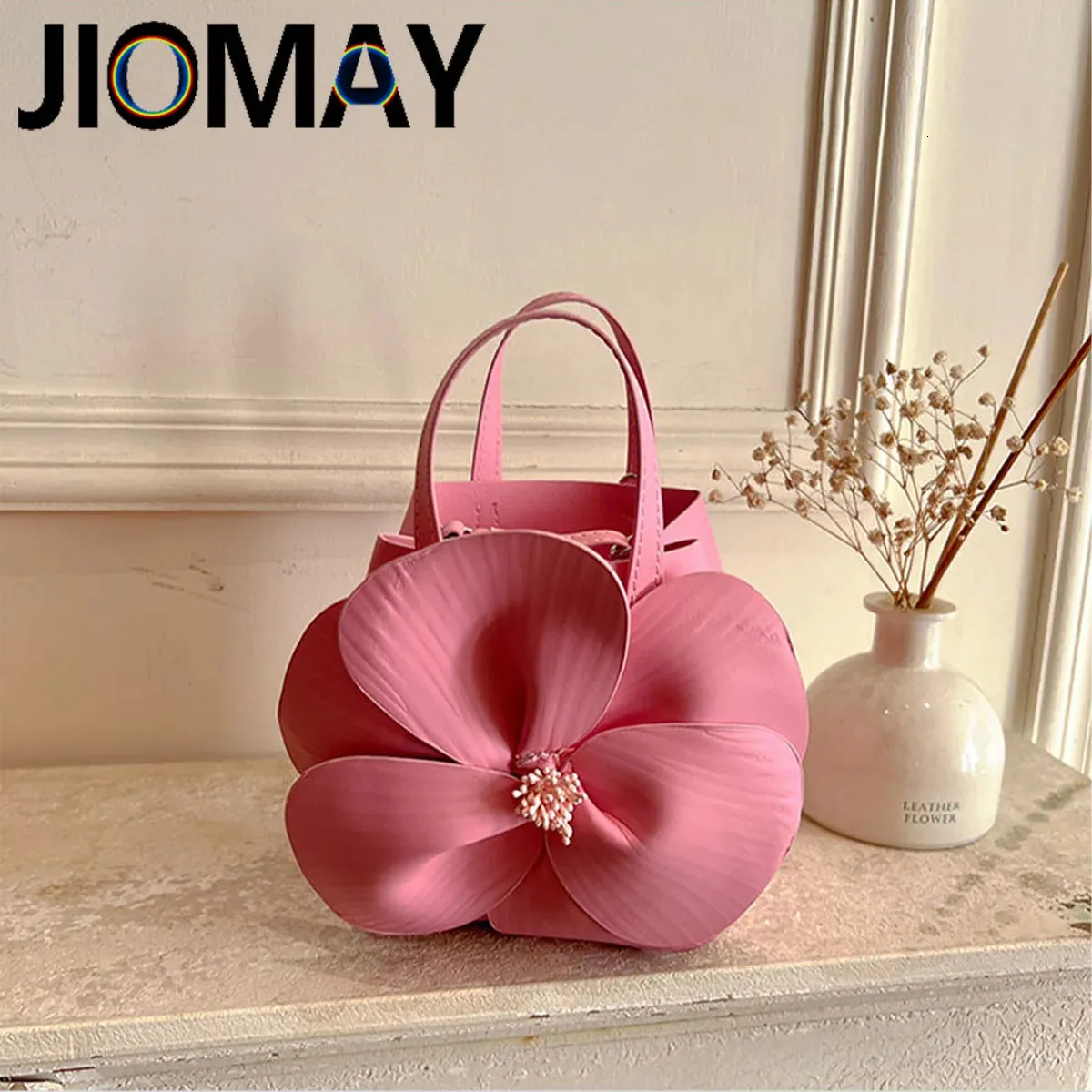 Jiomay Temperrament Fashion Tote Sac Fleurs seau de pétales français maquillage de haute qualité Minimaliste à bandoulière Forwomen 240425