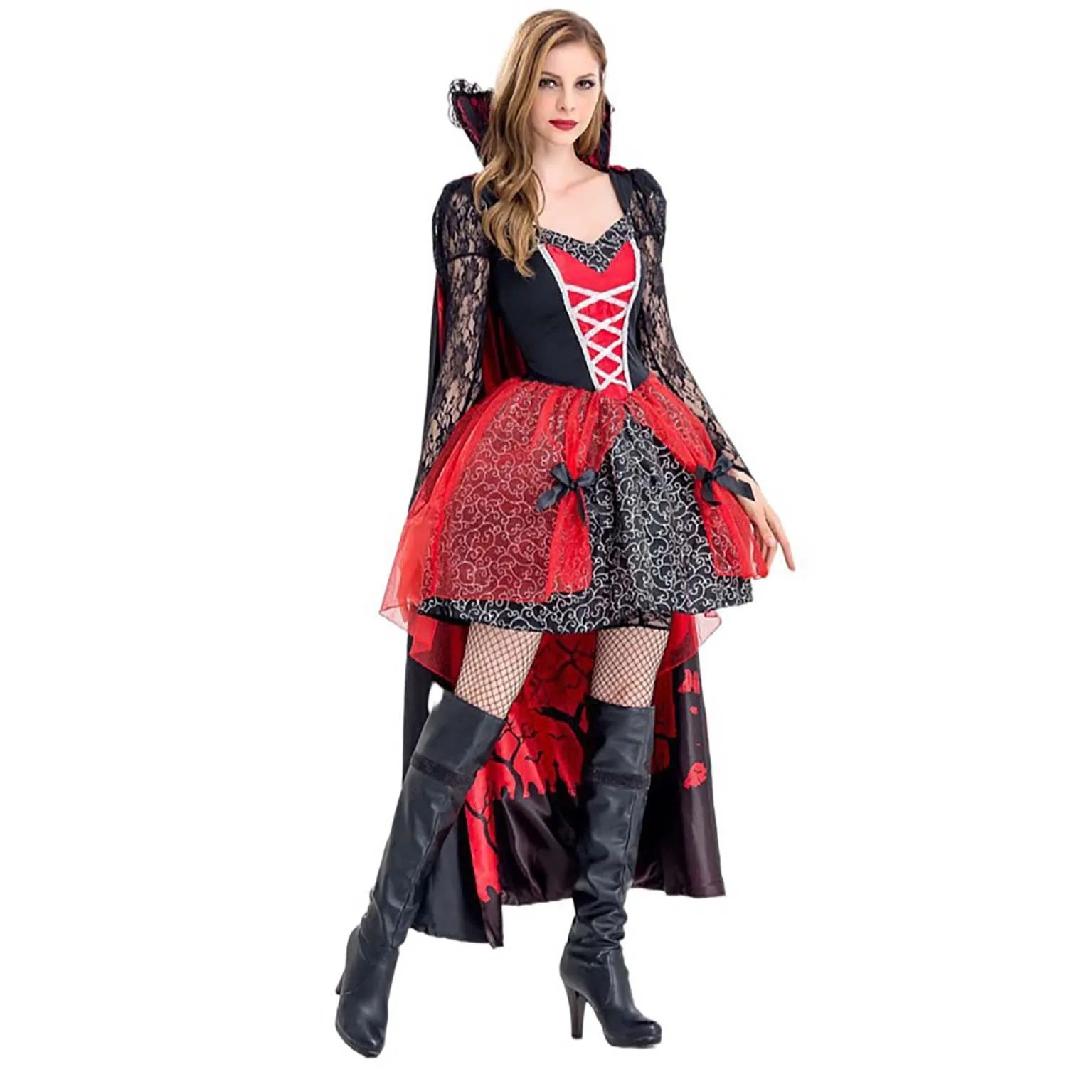 Traje de vampiro de Halloween para mulheres adultas Fancy Party Dress Up Carnival Cosplay Uniform Hcad-004