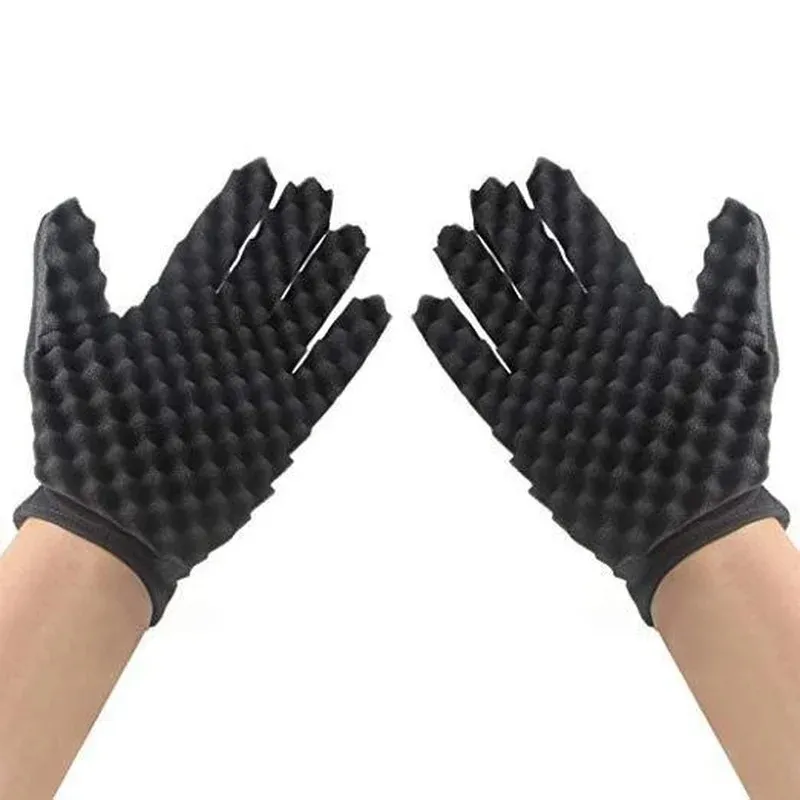 Nowy sklep fryzjerski Męskie włosy Braider Twist Sponge Gloves African Hair Styling Fell Coman Hair Curls Forki Pianka do salonu Glove For Męskie Fryzury