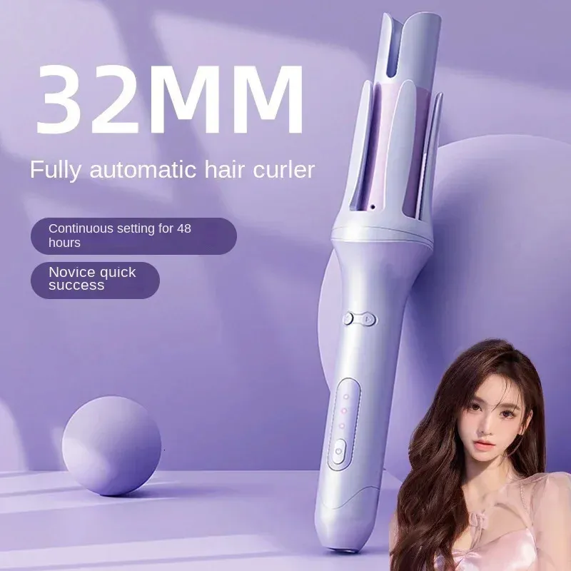 Coiffure à cheveux automatique bâton négatif ion électrique céramique chauffage rapide rotation magique curling iron soins de style outil de style 240423