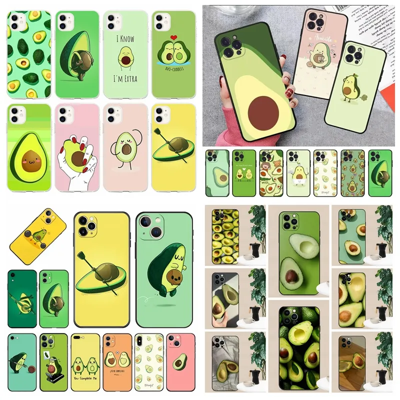 36Designs Cine Avocado TPU morbido TPU per iPhone 15 Plus 14 Pro Max 13 12 11 XR XS 8 7 Samsung S24 Ultra S23 Summer Fruit Lovely Heart Heart Love Smile Happy Telefono posteriore