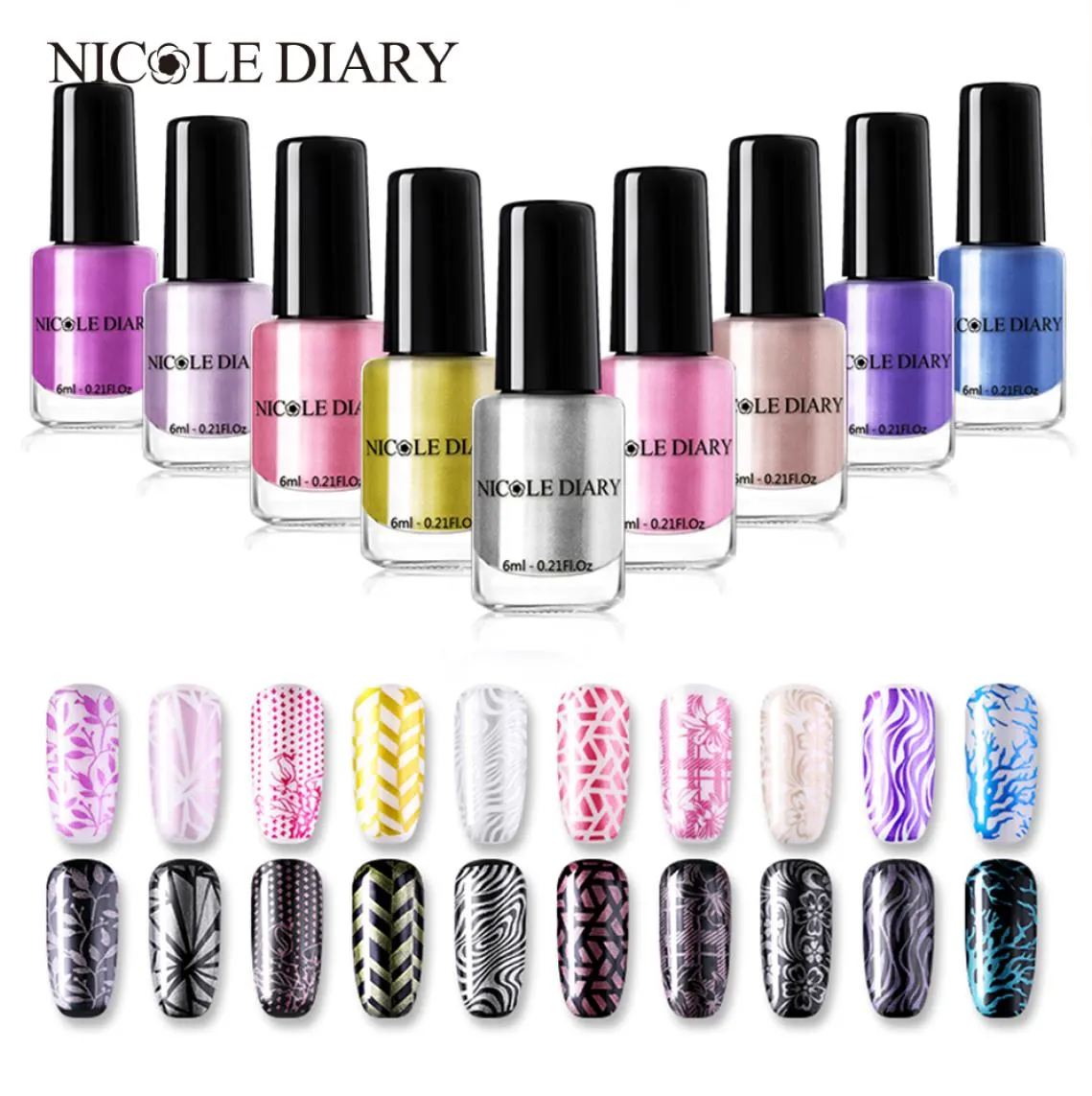 Nicole Journal Metallic Empestage du vernis à ongles Pure Couleur Imprimée Nail Polon Art Shimmer DIY Art Varnish5990056