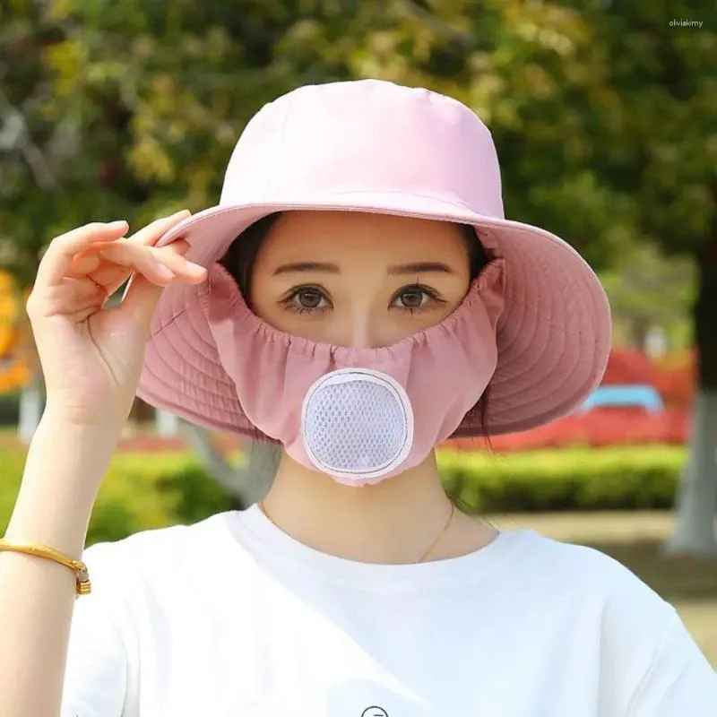 Wide Brim Hats Bucket Hat Tea Picking Cap Flower With Removable Mask Dust Sunscreen Protect Neck Anti-uv Fisherman Unisex