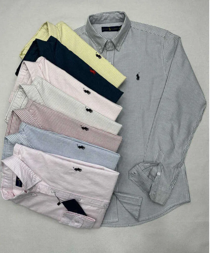 Primavera y otoño Color sólido Little Horse Boy Camisa de algodón de manga larga Stripe de negocios Lasual Oxford Textile Polo 5511ess