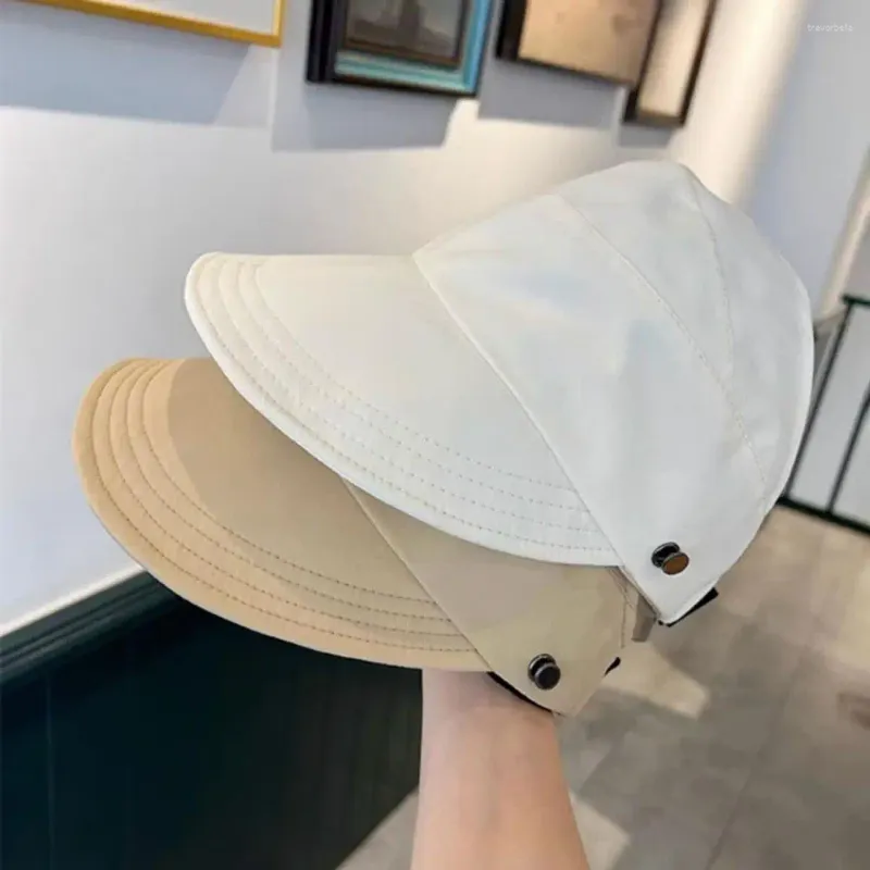 ベレー帽Brim Cap Lightweight Foldable Sun Protreciond Hat Gardening Travel Anti-UV Solid Outdoorのための広い調整可能なフック