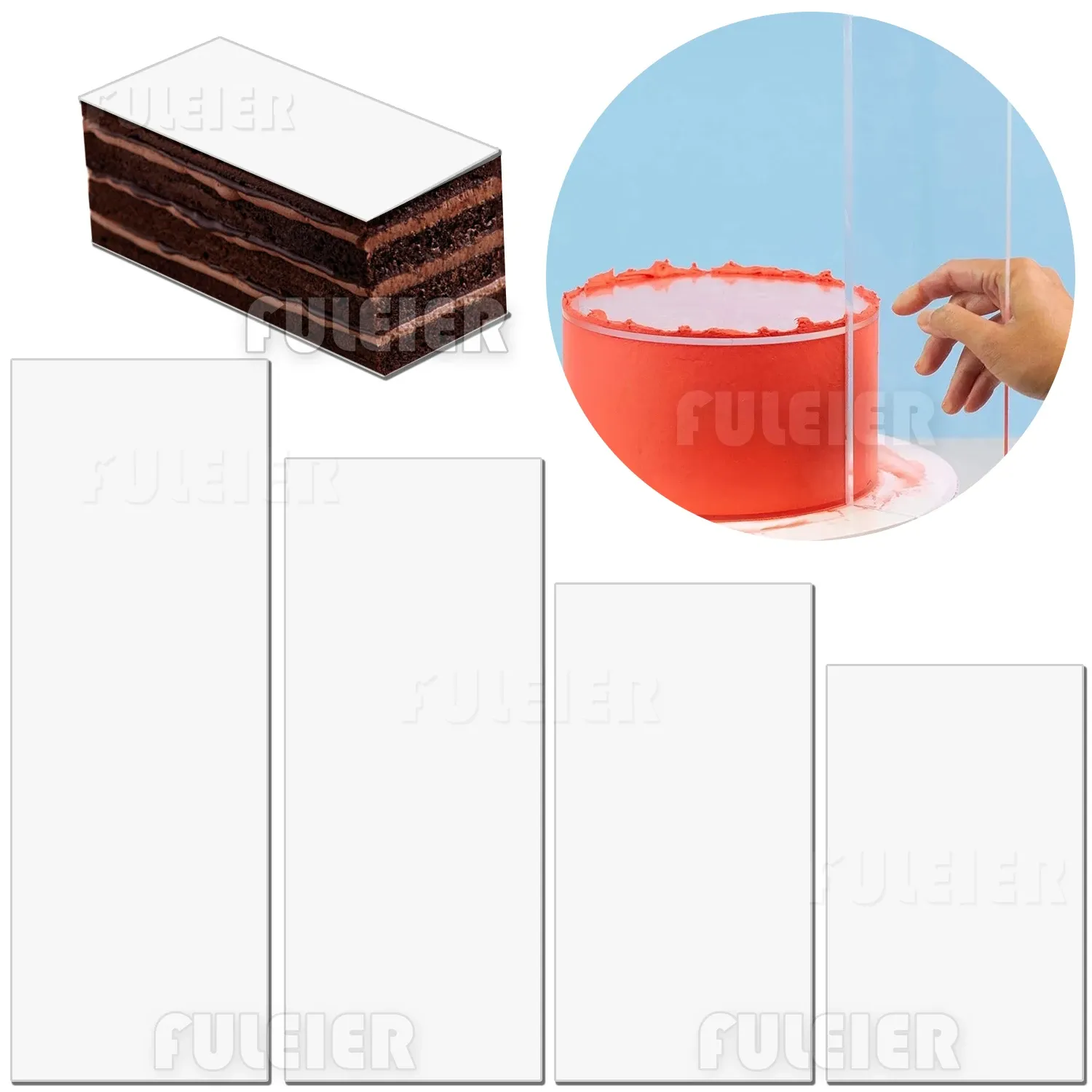 Kalıplar Akrilik Kek Krem Sıyırıcı, Dikdörtgen Akrilik Kek Diskleri Sanat Boş Tahta Kek Küfü Dekorasyon Aracı Kek Tepsisi Stand Pişirme Aracı