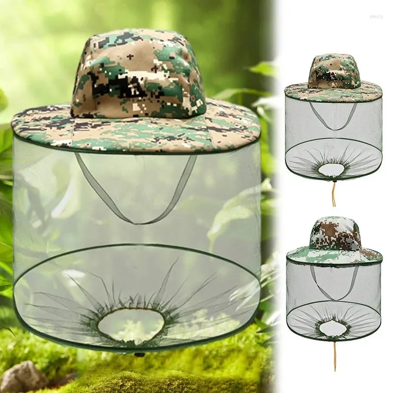 Bérets Camouflage pêche au chapeau abeille gardant les insectes moustiques net de prévention du net maillage extérieur du couvre-la tête du cou long